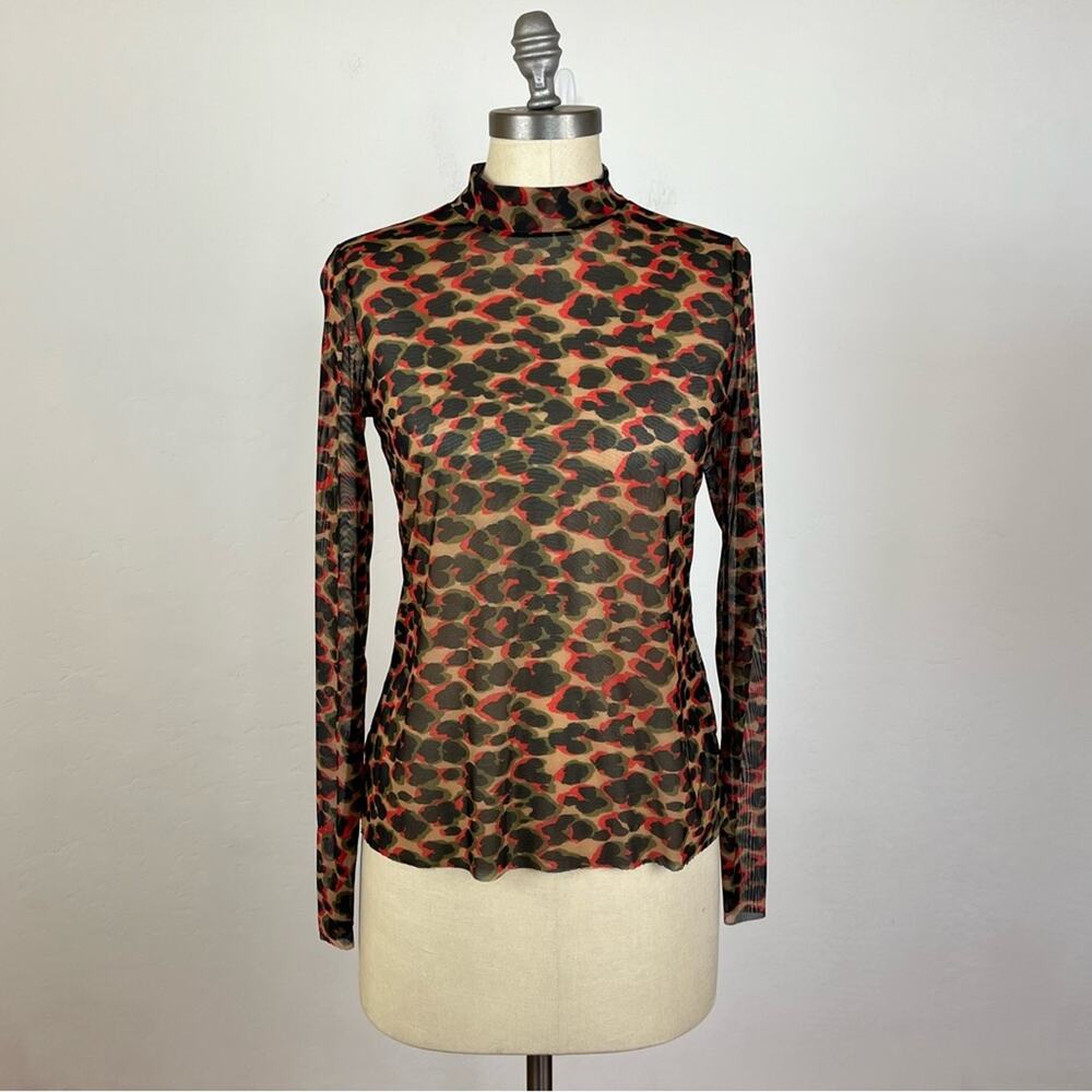 Samsoe Samsoe Cheetah Mesh Long Sleeve Top XS